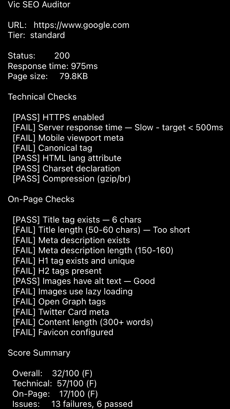 Sample Full SEO audit report